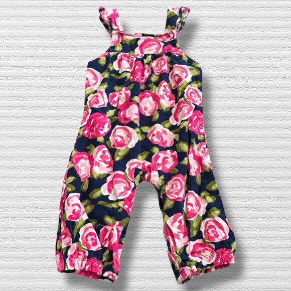 Gymboree Rose to the Occasion Corduroy Romper 12–18M Navy Pink Floral 2016 - Picture 2 of 5